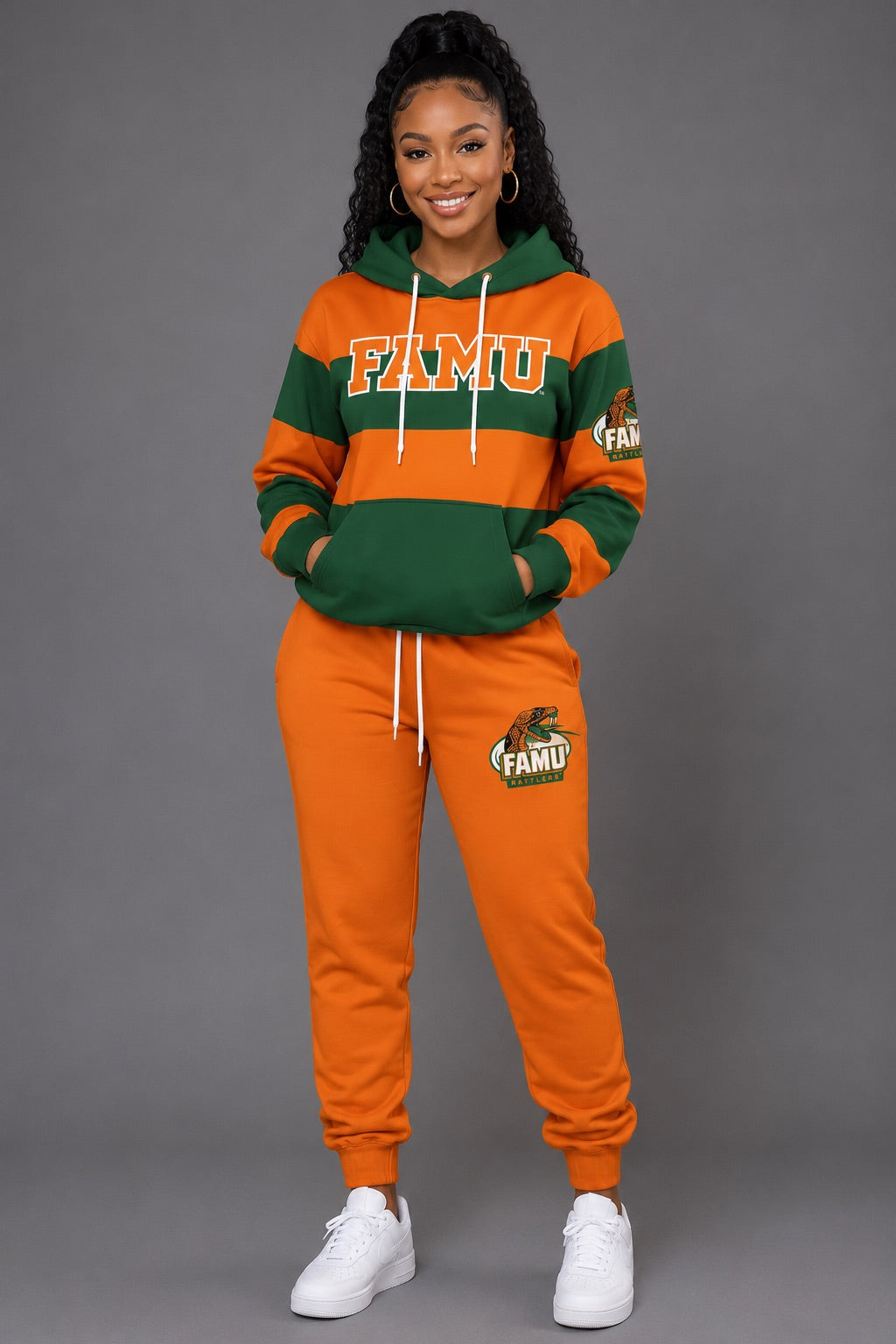 FAMU Rugby Striped Hoodie/Jogger Set (Unisex) - Pre Order Pricing
