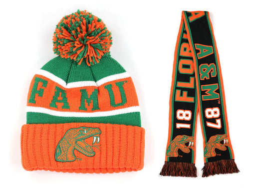 FLORIDA A&M DELUXE SCARF - BEANIE COMBO