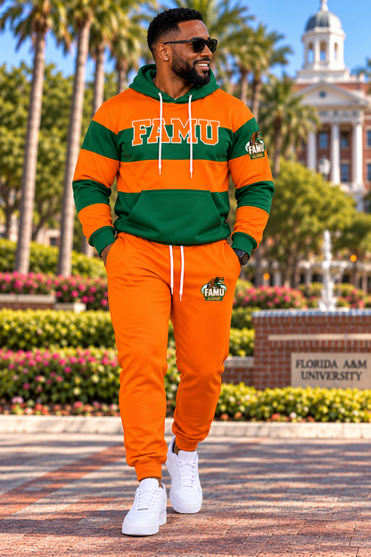 FAMU Rugby Striped Hoodie/Jogger Set (Unisex) - Pre Order Pricing