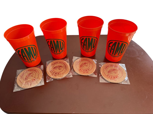 FAMU 22 Ounce Orange Stadium Cup / Coaster Combo (4 Pack)
