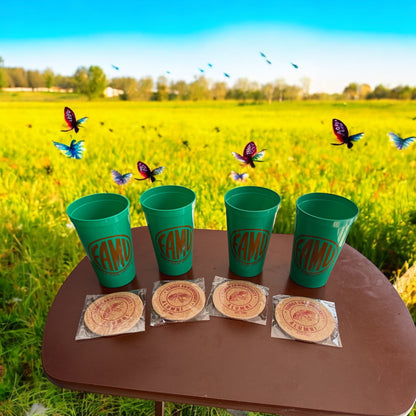 FAMU 22 Ounce Orange Stadium Cup / Coaster Combo (4 Pack)